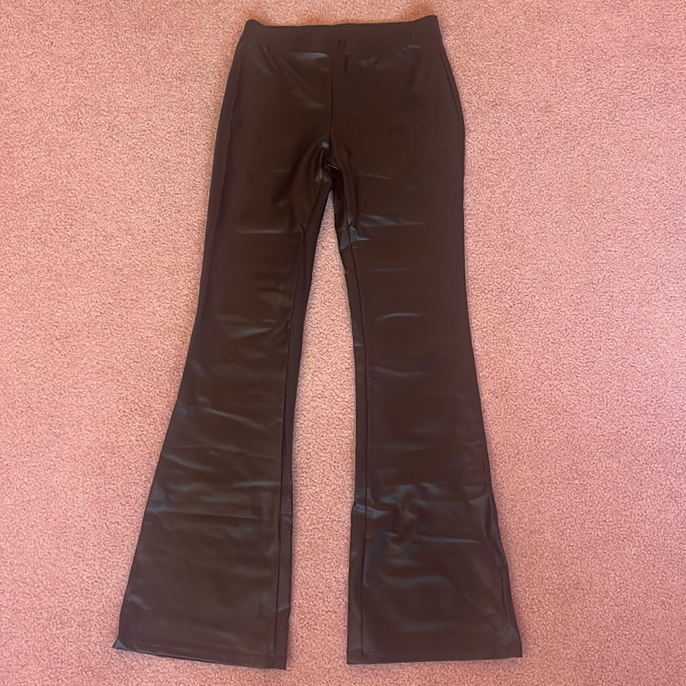 Wet Seal Faux Leather Flare Pants Size S